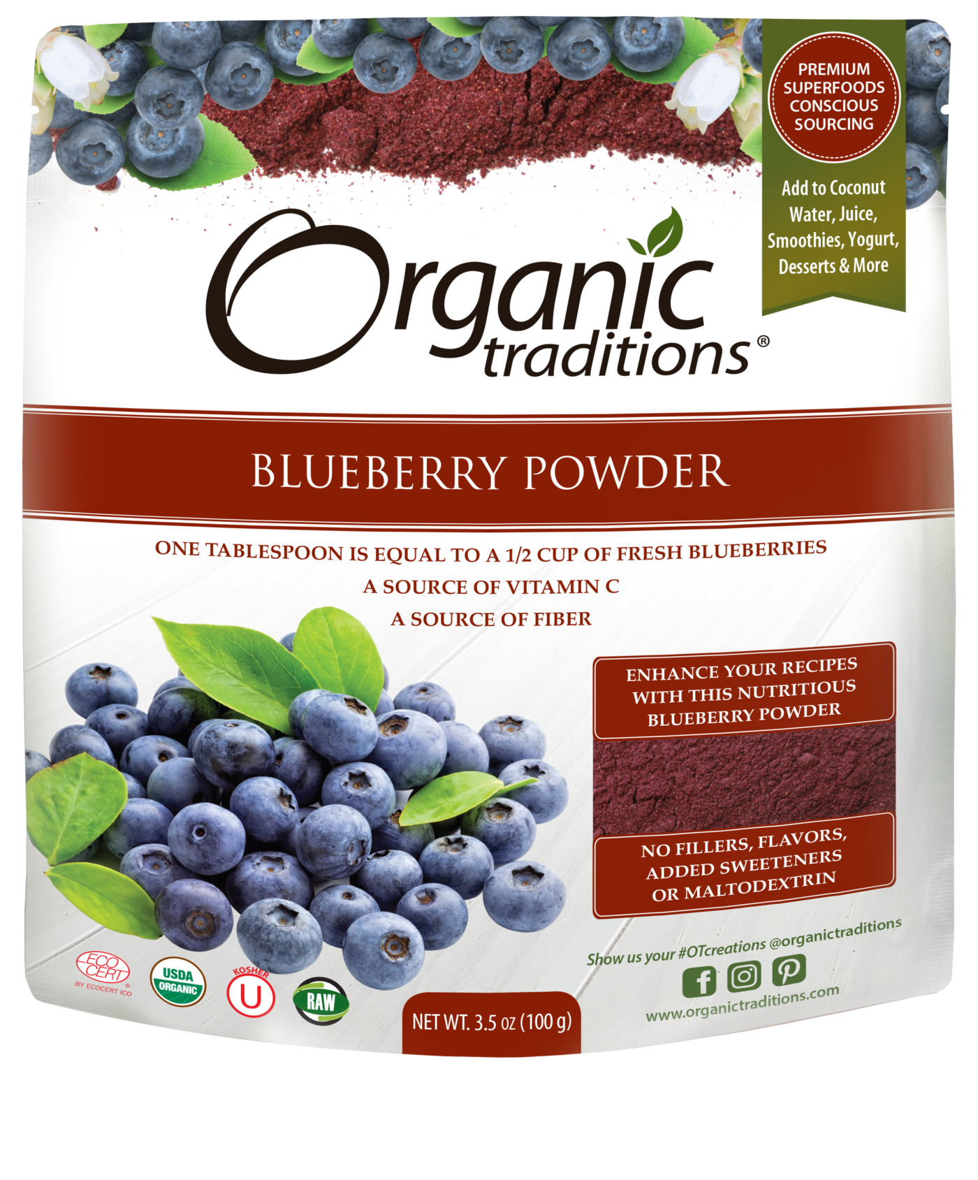 Organic Traditions Blueberry Powder (100g) - Lifestyle Markets